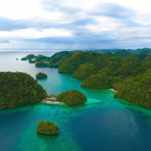 Aerial view of Bubon Group of islets in Bucas Grande Island.