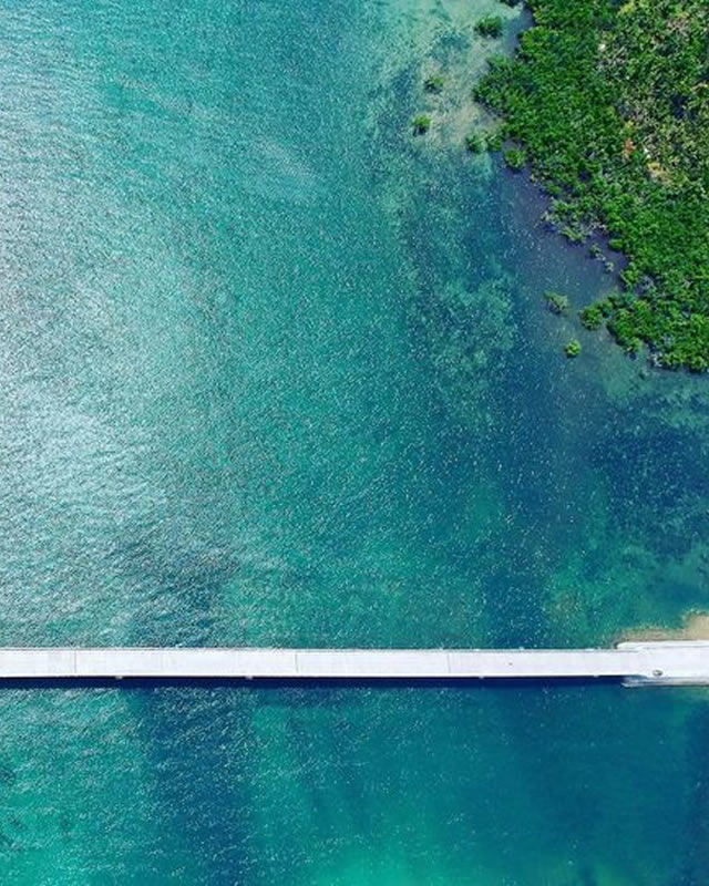 Aerial view of Catangnan Bridge in Siargao Island