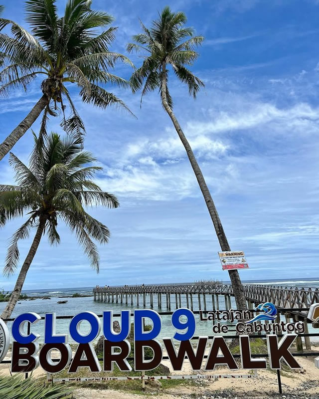 View of Cloud 9 Boardwalk in General Luna, Siargao