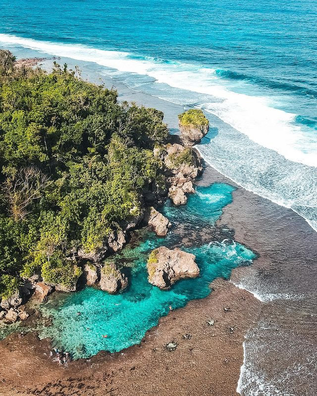 Aerial view of Magpupungko Natural Rock Pools in Pilar, Siargao Island, Philippines